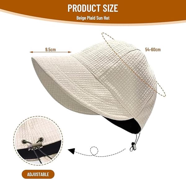 Sammenleggbar solhatt for kvinner med bred brem, UV50+ solbeskyttelse, strand og utendørs, off-white.
