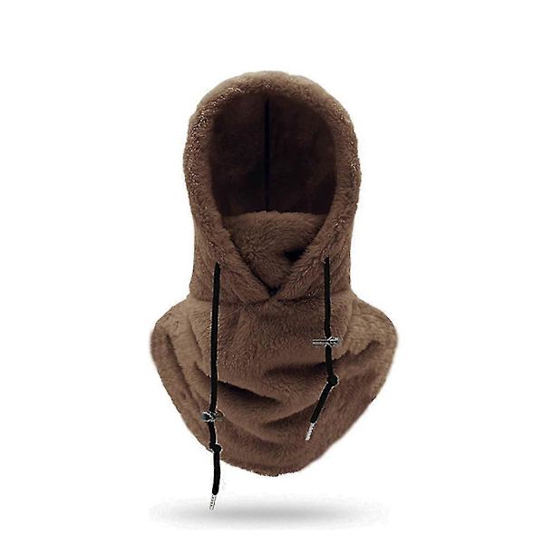 Sherpa Huva Ski Mask Vinter Varm Balaclava Kaldt Vær Vindtett Justerbar Fleece Huva Dekke Hatt Lue Halsduk For Menn Kvinner (FMY) Dark Brown