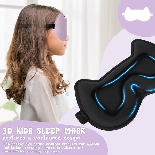 Bekväm 3D-sovmask för barn med minnesskum - Justerbar och tryckfri