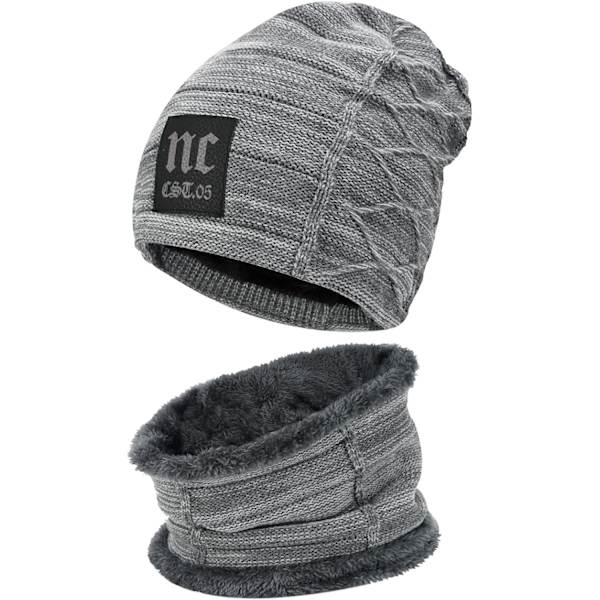 Huer & Halsvarmer Sæt til Mænd & Kvinder Vinter Beanie Hat Tyk Fleeceforet Skuldehat Halsvarmer til Mænd Kvinder Khaki