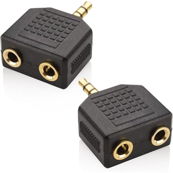 Hovedetelefon Y-splitter og han-lydstik til 2 hun-stik til iPhone, iPod, iPad og andre Apple-lydenheder 3,5 mm splitter (2-pak) sort([HK])