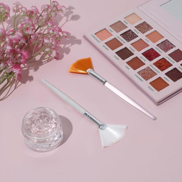 ING Fanformet børste - Makeupbørste - Professionel foundationbørste - To-delt sæt