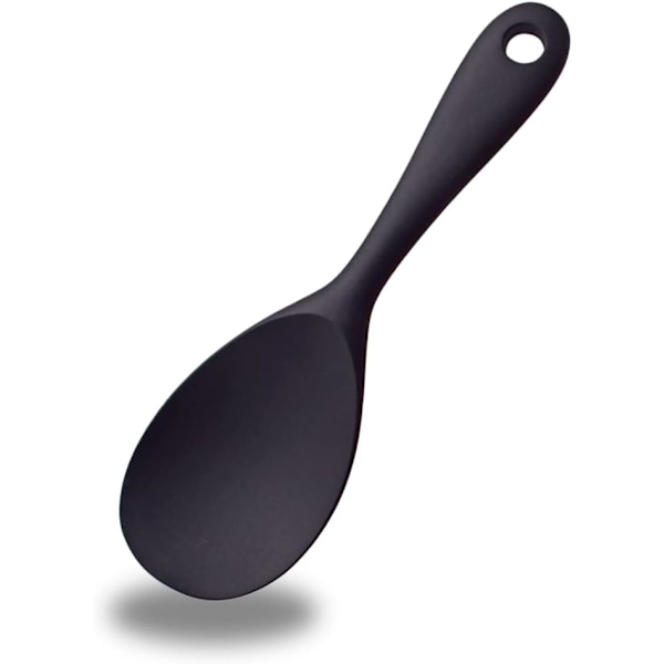 Silicone Rice Serving Spoon, Non-Stick Heat Resistant Rice Paddle, Kitchen Tool for Rice, Mashed Potatoes, Stirring, Mixing, Cooking (Black)