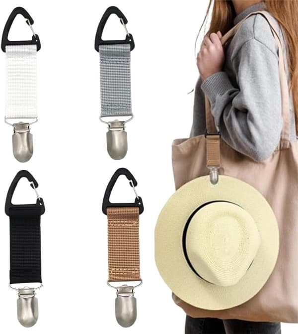 4-pack Hattklämmor Tyg Hattklämmor Handsfree Hatthållare Väskaccessoarer Elastiska Hattklämmor för Väskor Ryggsäckar Plånböcker och Duffelväskor Förhindrar Hattar