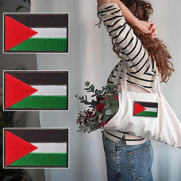 3X Palestina broderad flagga lapp strykjärn/sy på kläder Palestina