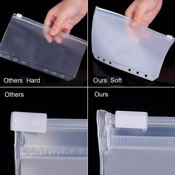 IC A5-storlek 6 hål Bindemedelsfickor Transparent plastpärm Dragkedja mapp Vattentät dragkedja Lösbladspåsar (20 stycken)