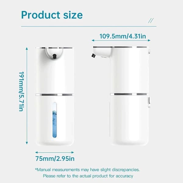 Såpedispenser - Automatisk sensor såpedispenser - Veggmontert 350ml - Justerbar hvit