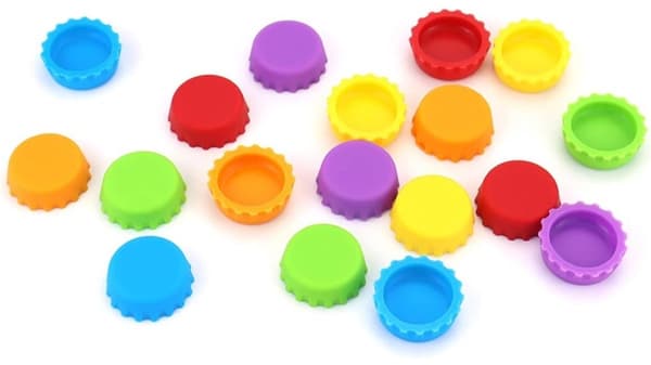 18-pack - Silikongummikorkar för flaskor - Återanvändbara ölflaskkorkar (Orange/Grön/Lila/Röd/Blå/Gul)