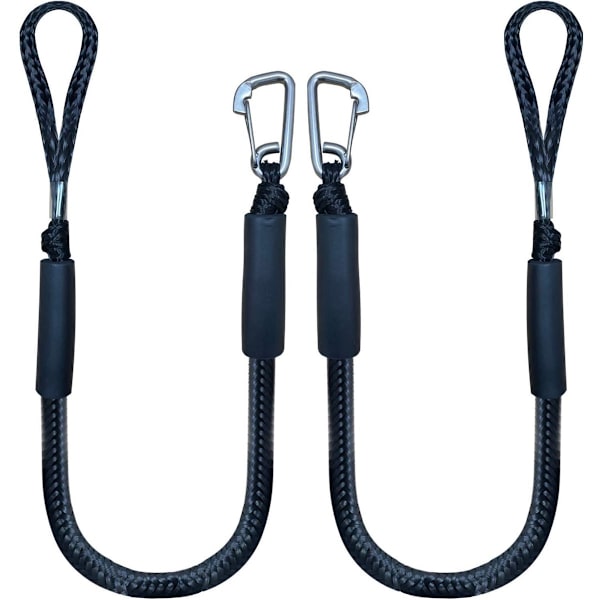 Elastiksnor med krog, sort marinetov 1,2 meter, 2 stk. & sort