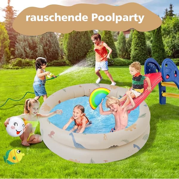 Uppblåsbar barnpool, φ90cm, PVC med dinosaurietryck