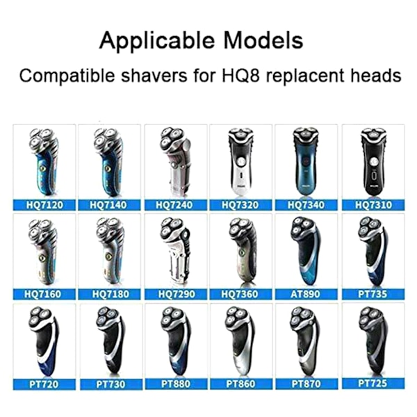 3 stk. Erstatnings barberblader - Bladerstatning for Philips No-relco R-azor HQ8 Dual-Precisions