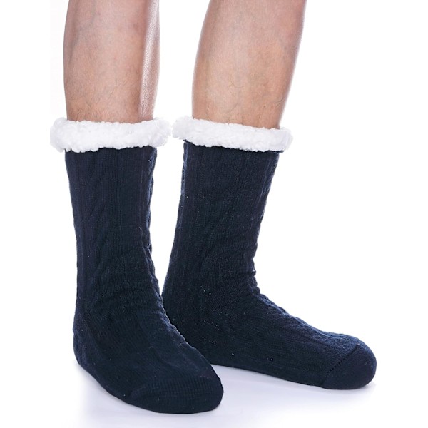 Koselige Sokker For Menn Varme Stopper Sokker Tykke Anti-Skli Hyttesokker Vinter Fluffy Topplapper Gave Sokker Mørk Blå Dark blue