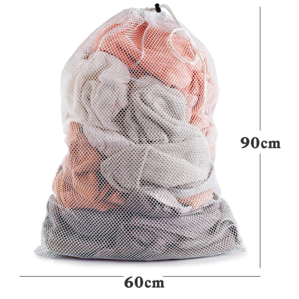 Laundry bag with drawstring in oversized fine mesh