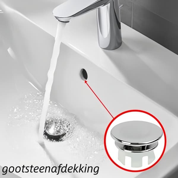 4-delt overløbsdæksel - Dæksel til håndvask/vask overløbshul - Håndvask overløbsring - Dekorativ plast overløbsring - Kobberring - Sølv