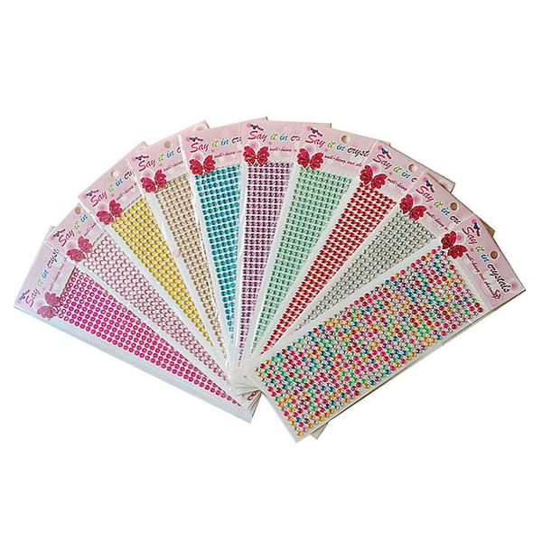 Kunstig Hudvenlig 10 stk. Multifunktionelle Halvrunde Perler Perleplader med Lim Makeup Håndværk Krop (Multifarvet)