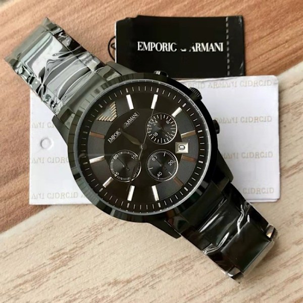Quartzklocka med armband i rostfritt stål (svart)