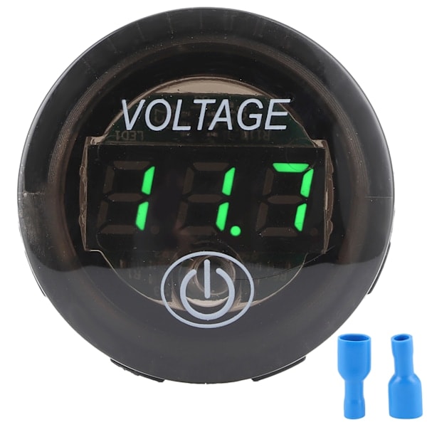 Universal LED DC Digital Voltmeter Spenningsmåler Bilbatterimåler 12?24V Med Trykkbryter Grønn