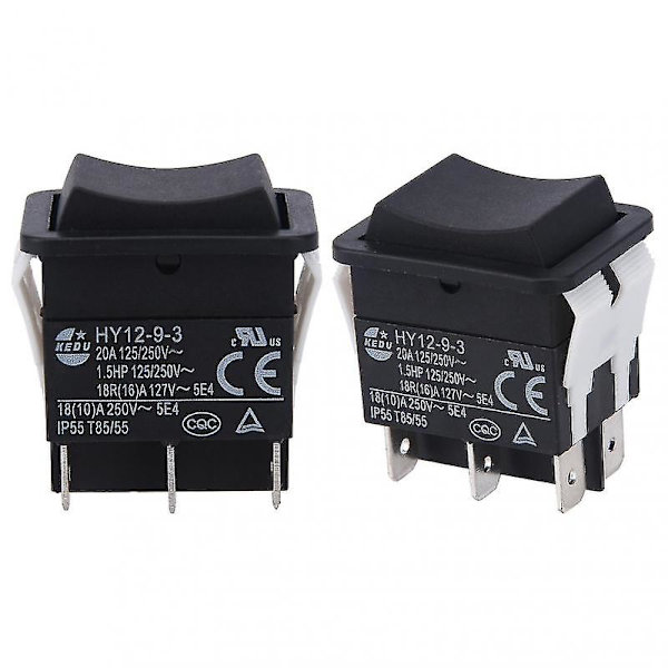 Hy12-9-3 Lille Industriel På Av Sikker Bøjning Enkelpolet Vippebryder Trykknap 2PCS