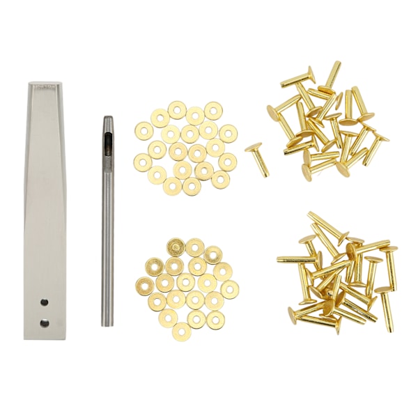 Kobber Nitter med Spændeskiver, Kobber Nitter og Værktøjssæt, Rustfri Stål Studs, DIY Læderhåndværktøj til Tøj, Tasker, Bælter, Style A