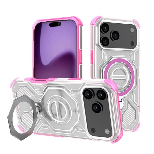 iPhone 17 Pro -puhelinkotelo, läpinäkyvä vaaleanpunainen