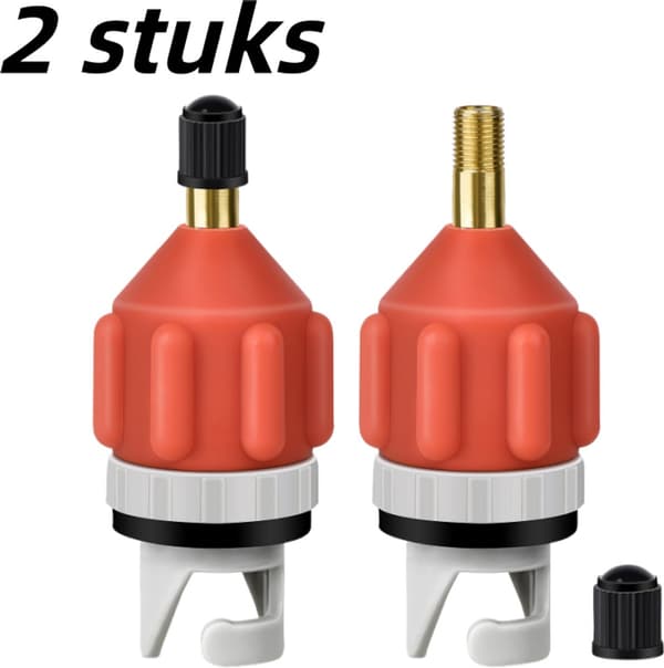 2-delt oppustelig Stand-Up Paddle Board (SUP) pumpeadapter - Paddle Board ventil til kajak ventil adapter - Bilpumpe oppustningsadapter - Sort