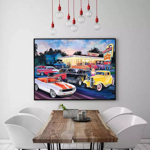 (30x40cm) Cartoon bilar och hamburgare Shop Diamond Painting