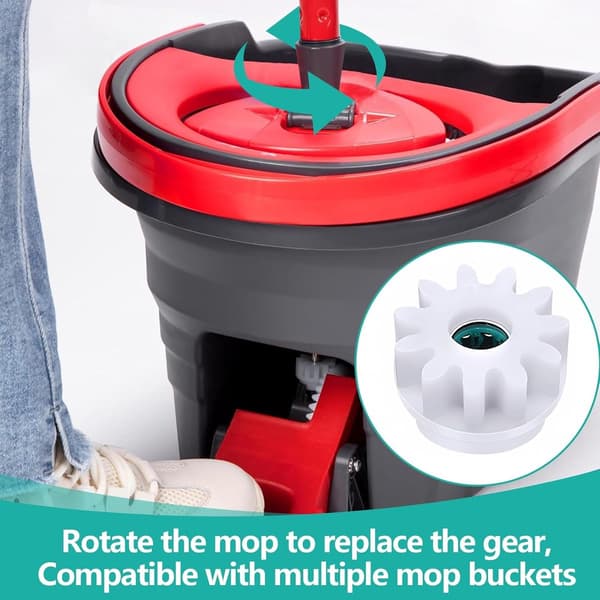 4-delt sæt af reservedele til en spinmoppe, envejslejegear - passer til Vileda 2,5 x 1,8 cm (hvid)