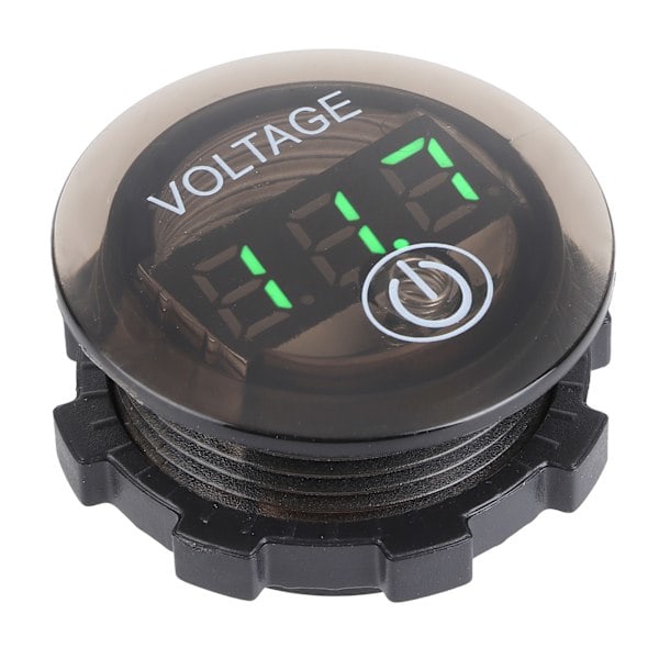 Universal LED DC Digital Voltmeter Spenningsmåler Bilbatterimåler 12?24V Med Trykkbryter Grønn