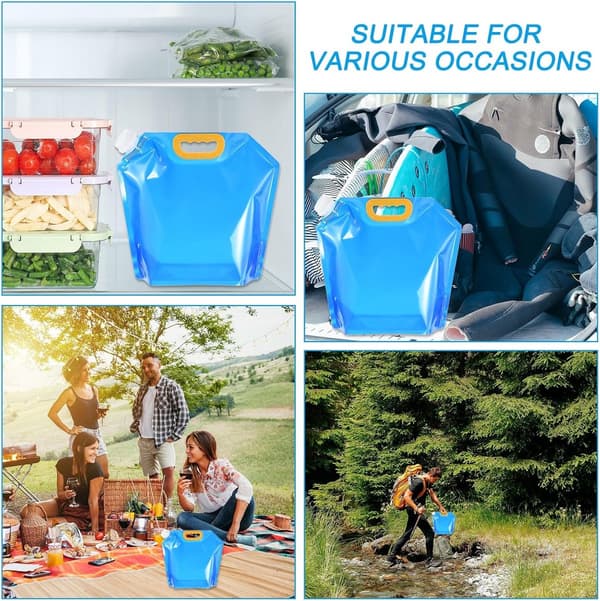 Vikbar vattenförvaringspåse för utomhusbruk (2 delar), 2,5L, för nödvattensförvaring under camping, transparent.