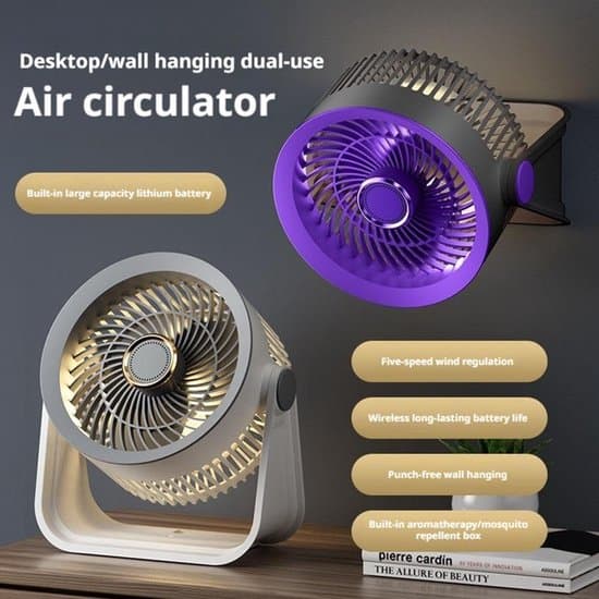 ING Bordventilator - Trådløs Ventilator - Ventilator - LED Lys - 5 Hastigheder - 3 Lys - 11,7 x 22,5 cm