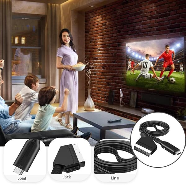 ING SCART til HDMI, Multifunksjonsadapter, Videokonverterer, Inkluderer HDMI-kabel og SCART. Full HD 1080P/720P lyd/videokonverterer