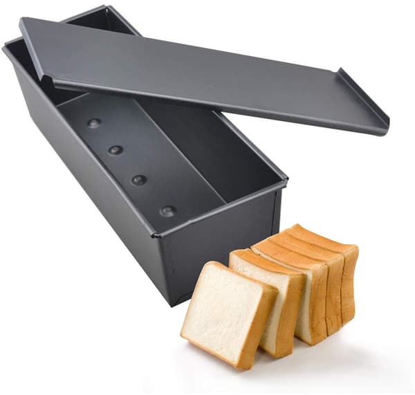 Non-stick brödform med lock, 600g brödbakning, svart