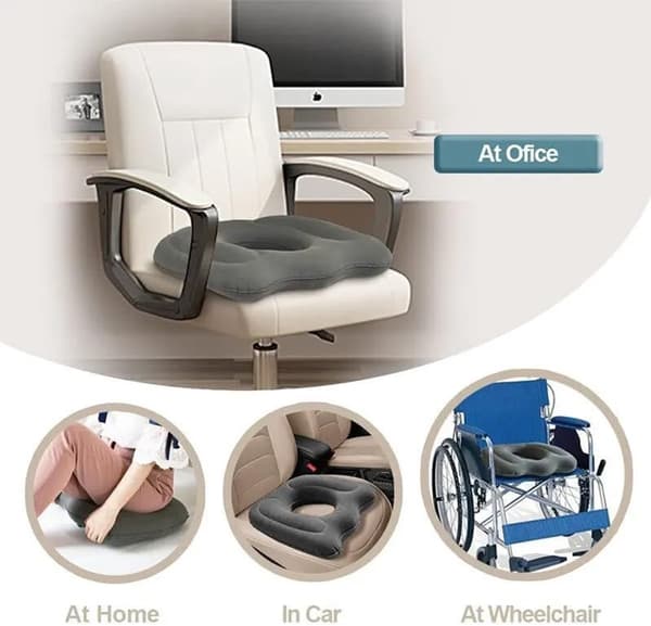 ING Ergonomisk Siddepude - Oppustelig Pude - 45*39 cm (Grå)
