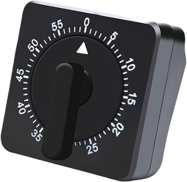 ING Timer, Analog Timer, Mekanisk Timer, 60 Minuter, Pryl, Timer, Matlagningstimer, Verktyg, Lämplig för matlagning, bakning, kokning av ägg, Svart