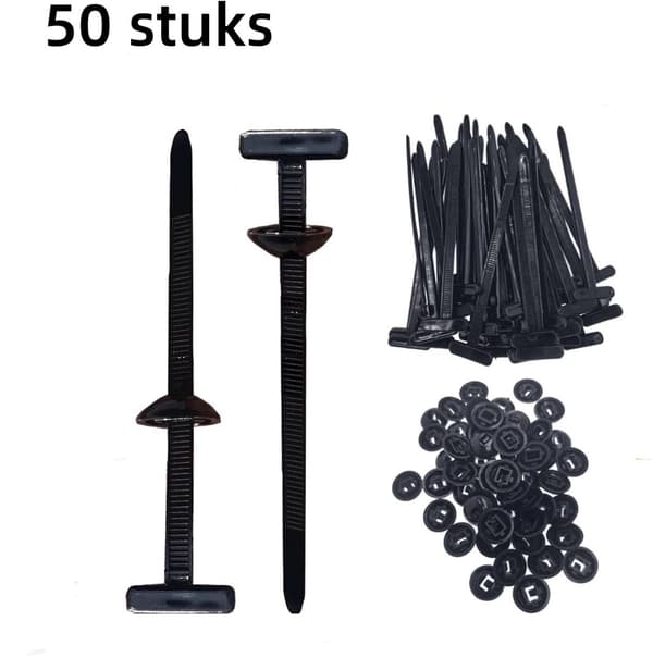 50-Styk Sæt - Selv-låsende Nylon Kabelbindere - Små Kabelbindere (Sort)