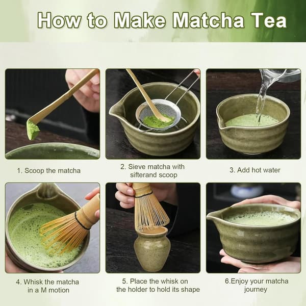 6-delt sæt - Matcha sæt - Matcha - Japansk tesæt - Keramisk matcha sæt