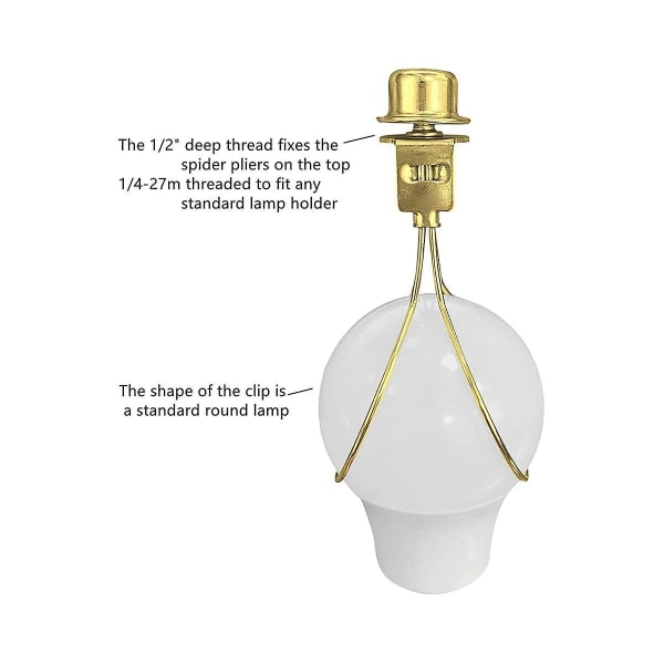 Adapterkit för lampskärm Harp-hållare inkluderar ändstycke och lampskärmar som håller lampskärmen hård
