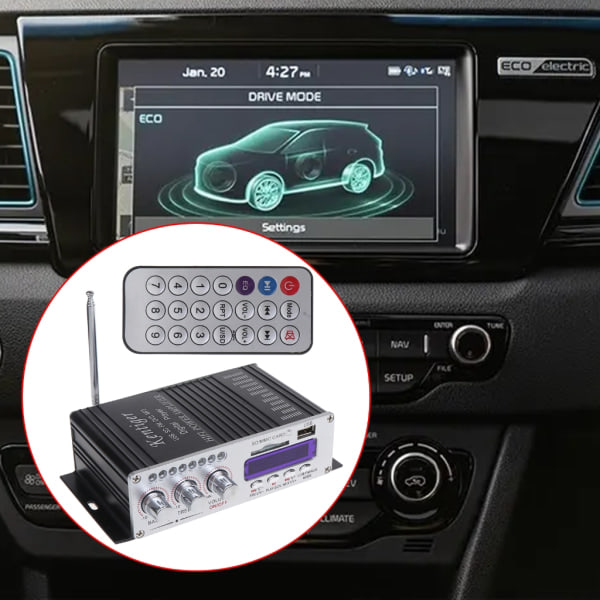 2-kanavainen 40W Mini HiFi Audio Stereo Vahvistin iPodille Autoon Kotiin MP3 FM Musta