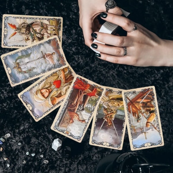 78 retro tarotkort med fargede esker