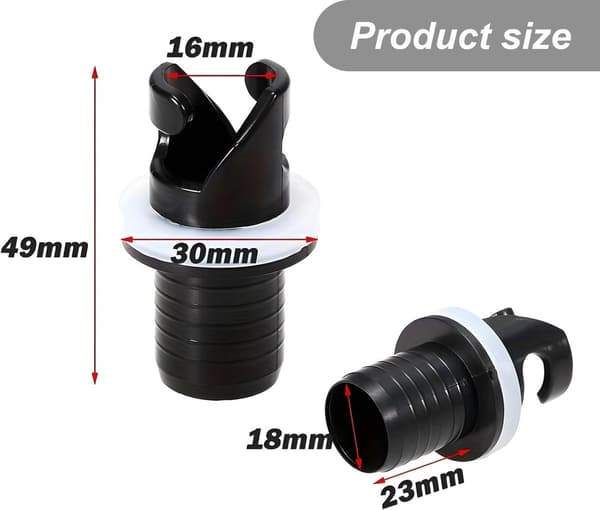 2-delad uppblåsbar båtventilslangadapterplugg, kajakpumpventiladapter, SUP-pumpadapter surfbrädetillbehör läckagesäker, kajakluftventilplugg