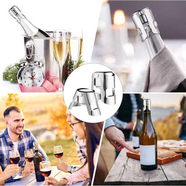 Vakuum Champagneflaskestopper Sett (2 stk) - Rustfritt Stål - Ideell for forsegling av vinflasker