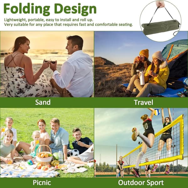 ING 1 stk. - Grøn - Sammenklappelig campingstol - Foldbar strandstol
