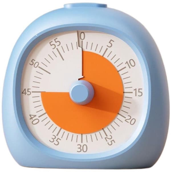 Visuell Timer - Timer - 9x9,5 cm - Oppladbar - Studietimer for barn og voksne - ADHD Timer - Kjøkkentimer - Magnetisk - Blå og Oransje