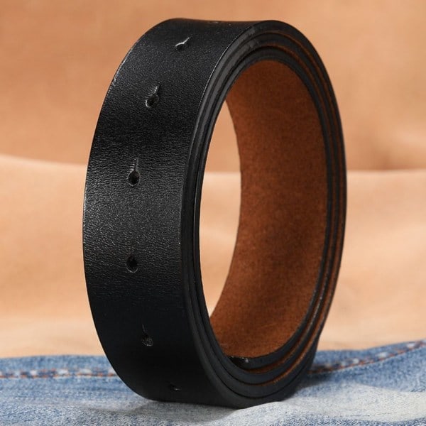 Genuine leather belt without buckle girdle 01 Black 3.3cm