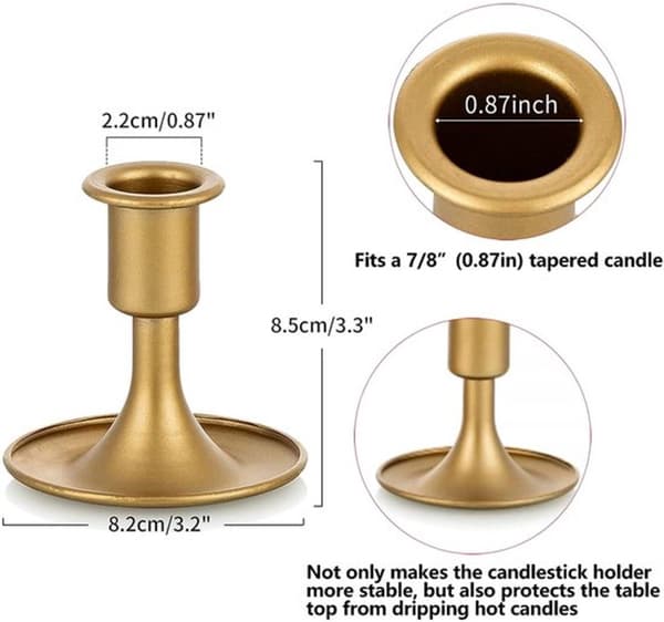 ING 6-delars set - Ljusstake - Metall Ljusstake - Guld