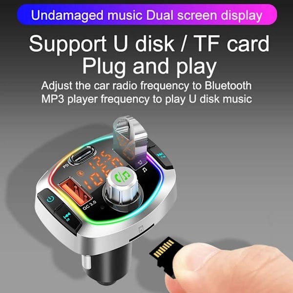 Bil Bluetooth 5.0 Sender med Lader