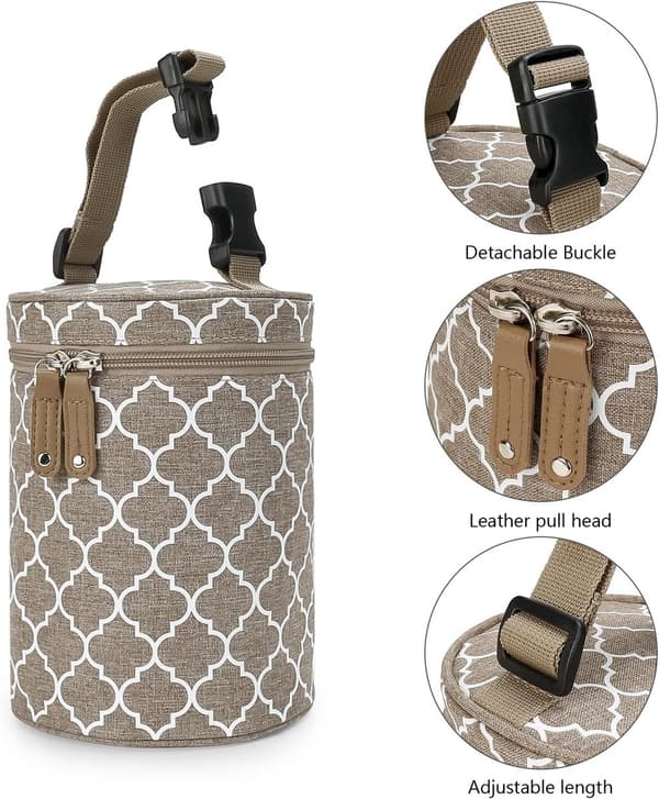 Isolerade Bröstmjölksväskor - 14 x 19 cm - Isolerade Babyflaskväskor Khaki