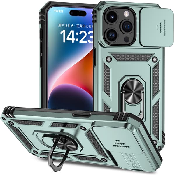 iPhone 16 Plus mobilskal med telefonstativ, grön