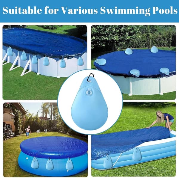 8-pack Poolvägg Vattenblåsor Droppformade Vattenblåsor PVC Vattenblåsor Himmelsblå 35*24cm Platta Vattenblåsor Poolvatten