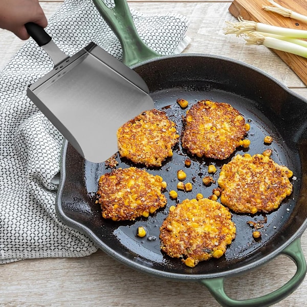 Rustfritt Stål Griddle Matflytter, Stor Smash Burger Spatel BBQ Grill Mat Skovl Skrape for Stir Fry, Stekt Mat, 13\"